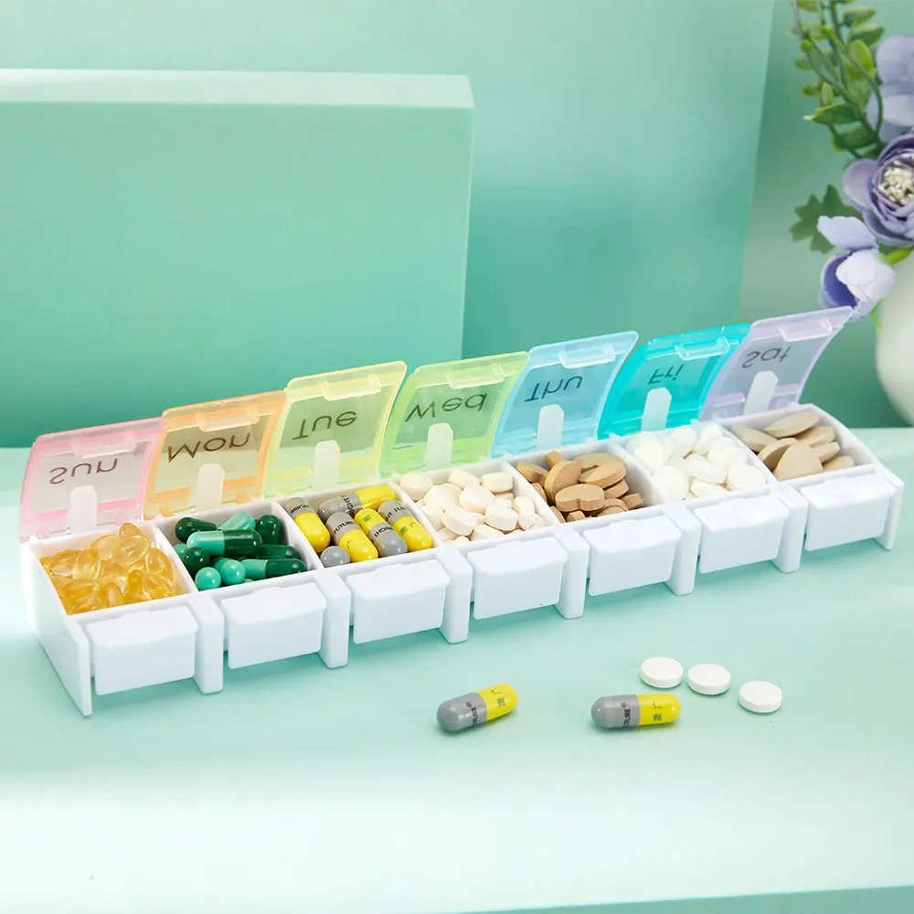 

Colorful Pill Box Medicine Organizer 7 Days Weekly Pills Box Tablet Holder Storage Case Drug Container Pillbox For Traveling