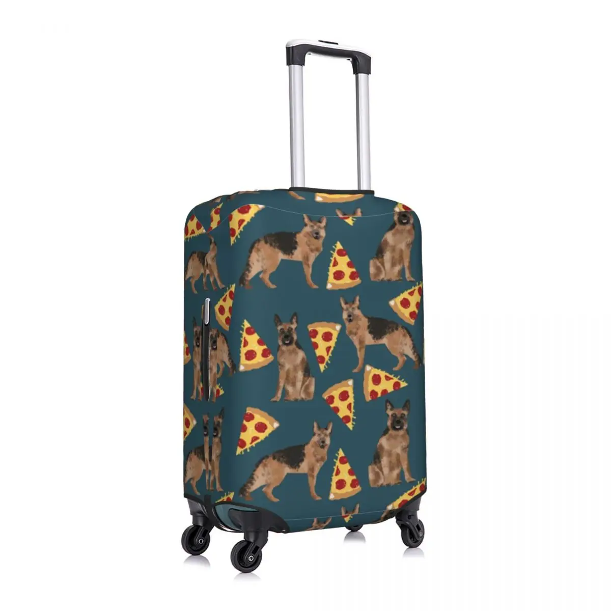 

German Shepherd Pizza Luggage Cover Spandex Suitcase Protector Fits 19-21 Inch