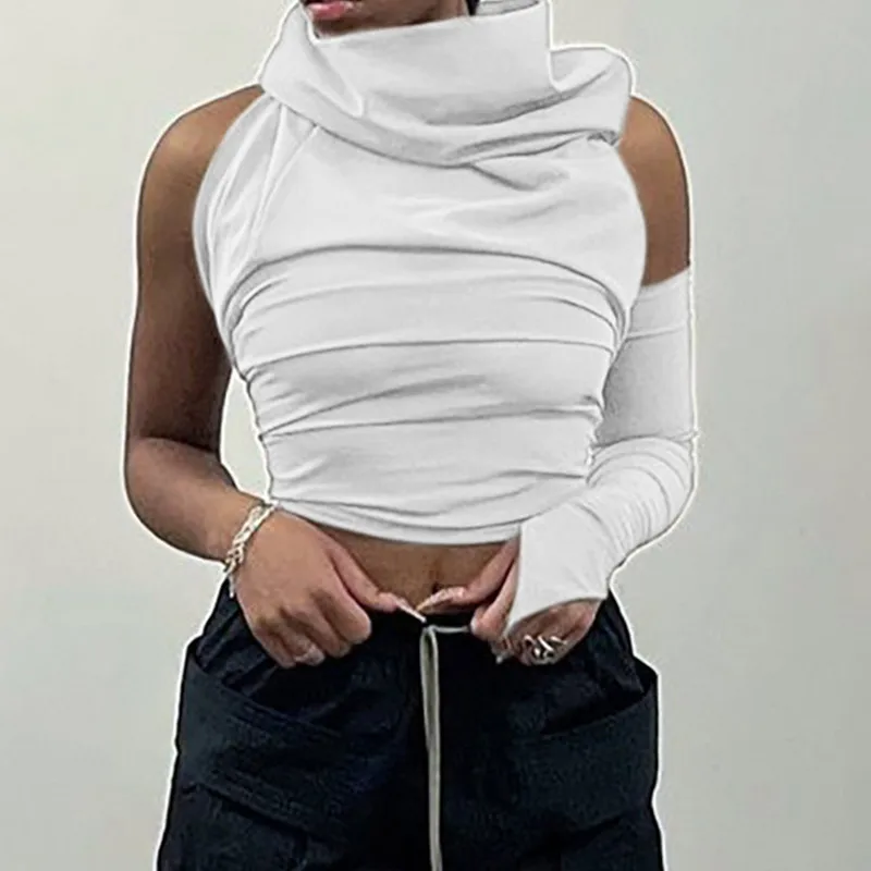 

Женский укороченный топ с одним рукавом, с открытыми плечами