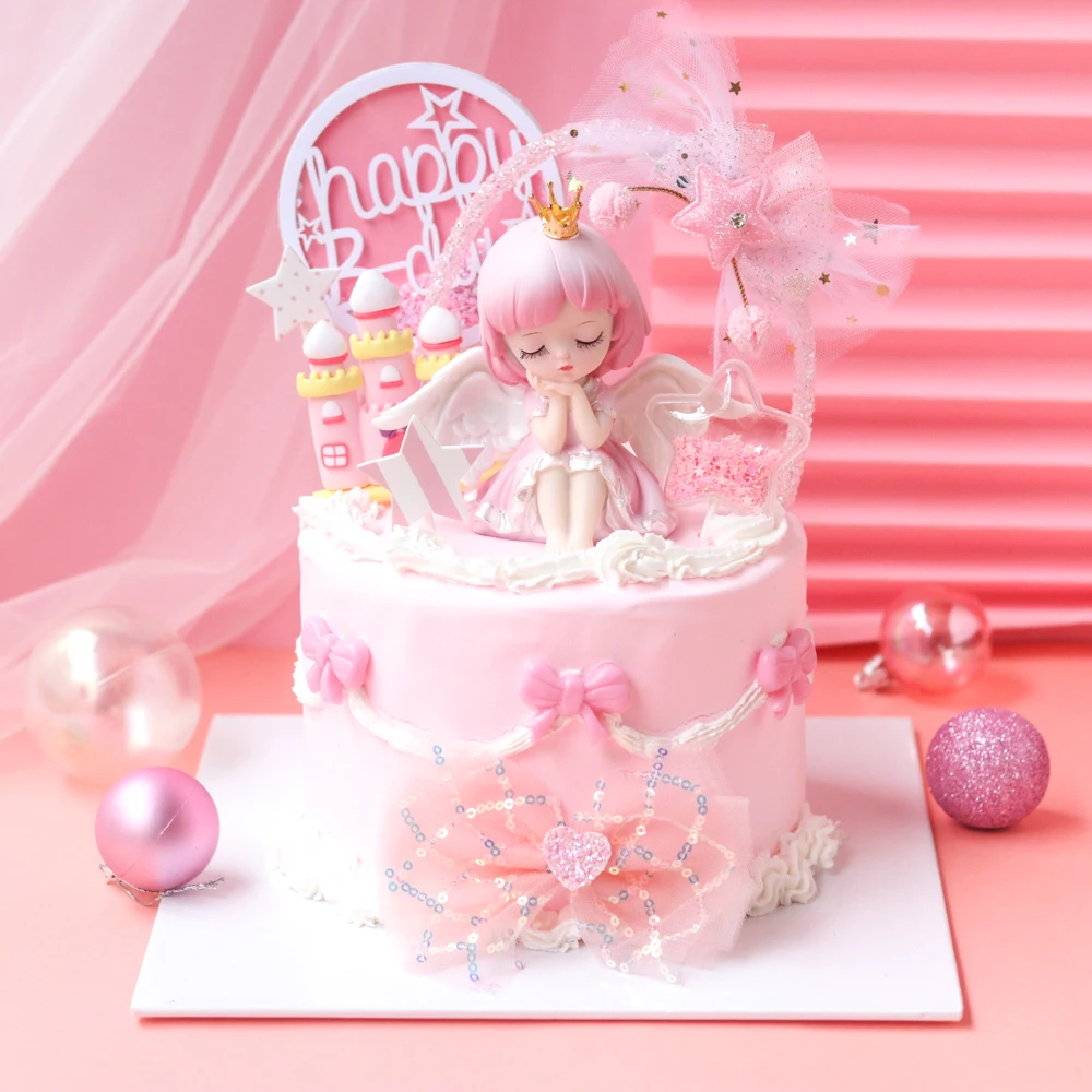 Украшение для торта «ангельская девочка» с бантом, маленькая принцесса