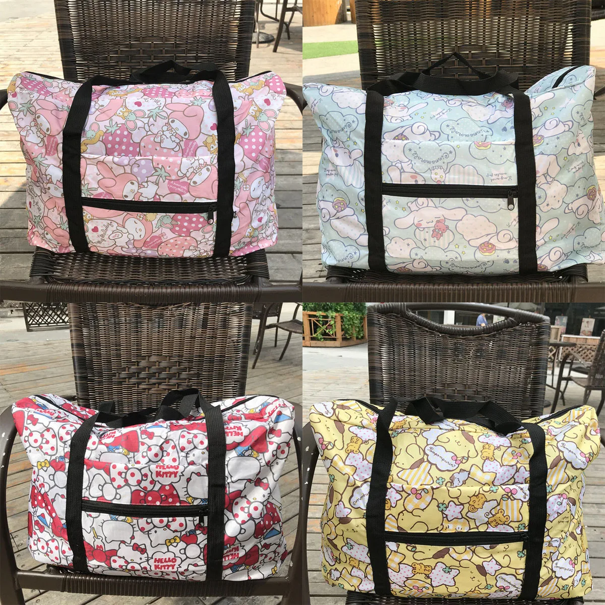 

Kawaii Sanrios Series My Melody Kitty Cinnamoroll Anime Cartoon Foldable Travel Bag Portable Large Capacity Travel Organizer Bag