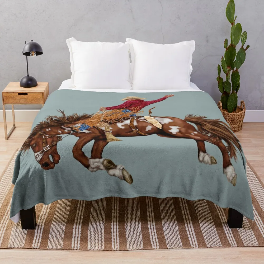 

Vintage rodeo cowboy Throw Blanket Big Thick Furry Couple Blanket