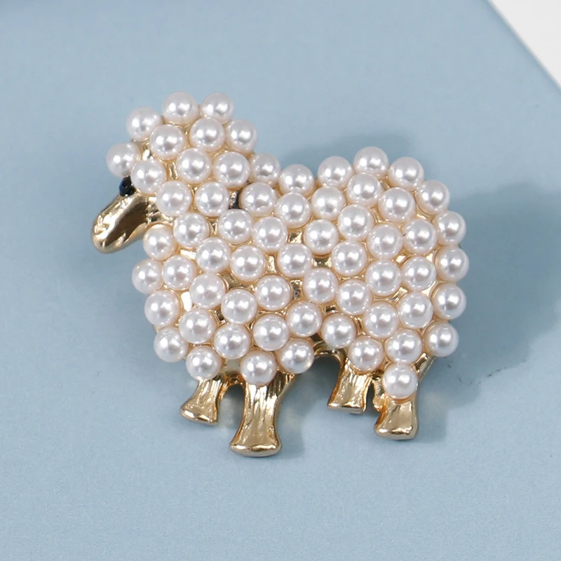 1PC New Cute Pearls Sheep Brooches For Women And Men White Grey Animal Casual Party Brooch Pins Gifts Party Jewelry Gift Брошь