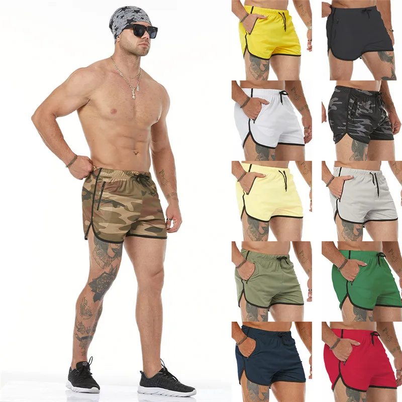 

2021 New Running Fitness Shorts Men's Casual Shorts Quick-drying Three-point Beach Pants Men's Sports Shorts