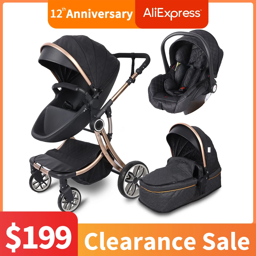 

3 в 1, детская коляска для новорожденных, с высокой посадкой