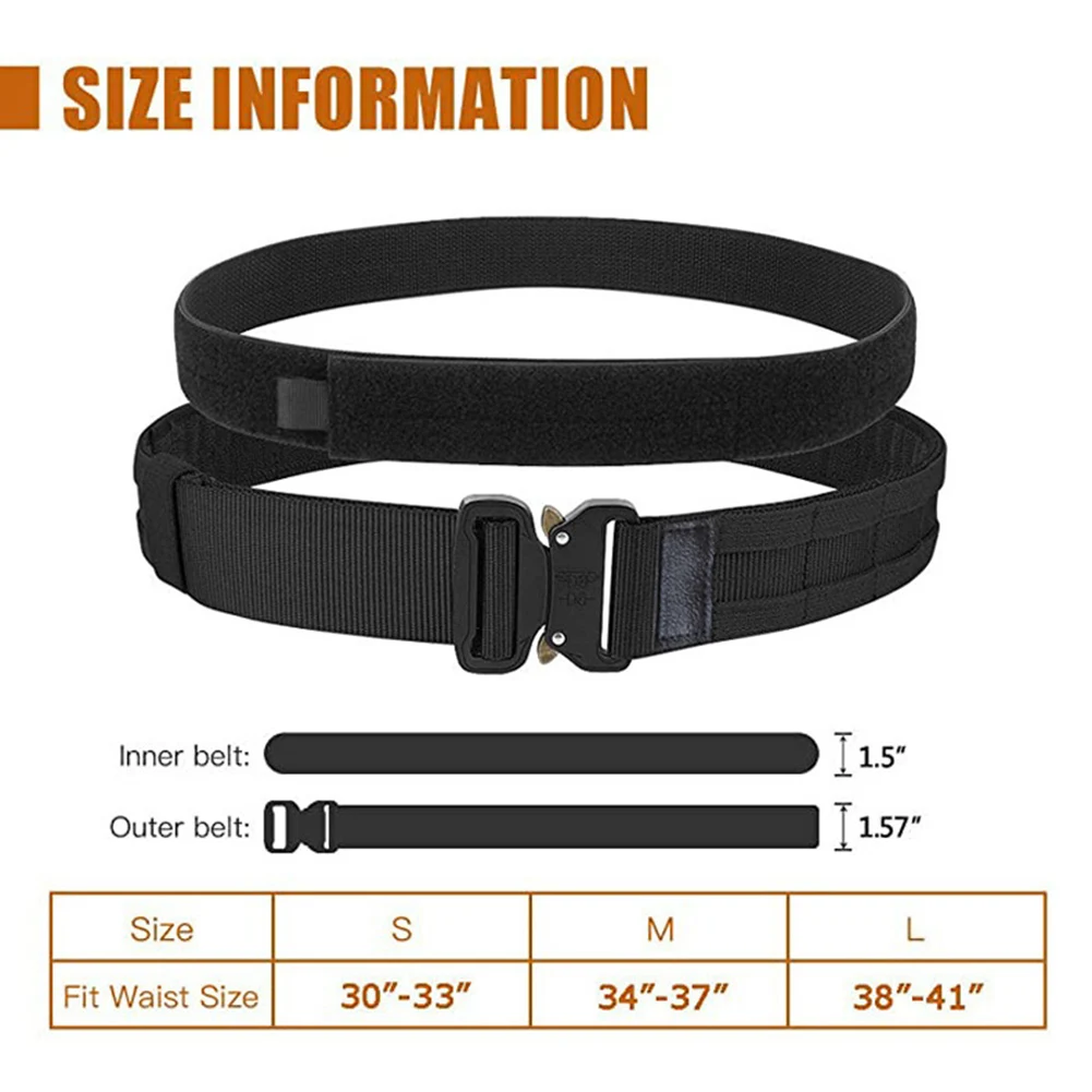 

Tactical Belt Belt Belt Inner And Outer Nylon Tactical Double Belt Waist Belts Adjustable For-velcro Belt Tactical Double Belt