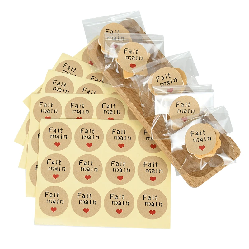 

10sheets 120pcs Vintage Kraft Paper Stickers Round Handmade Baking Sealing Label Package Stickers Kitchen DIY Dessert Packaging