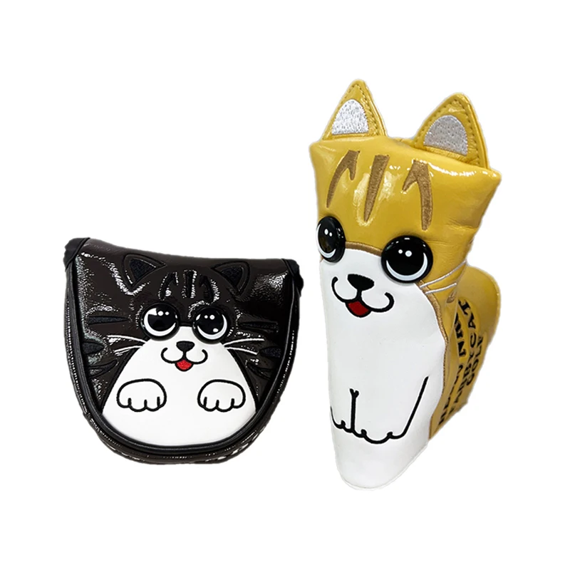 

Golf Putter Cover Crooked Cat PU Leather Waterproof Golf Head Cover Durable For Mallet Blade Putter Protector Multiple Styles