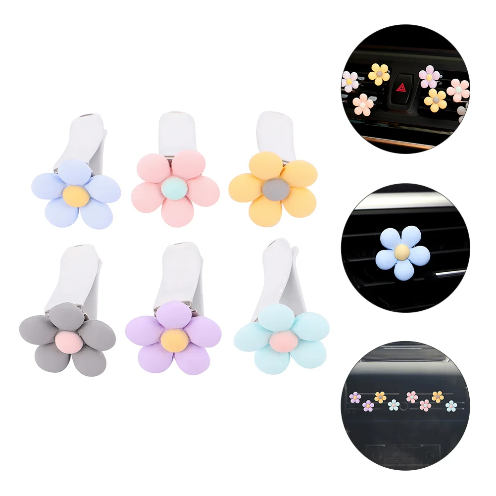 

6 Pcs Air Outlet Clip Auto Lovely Decor Flower Car Vent Clamps Abs Vehicle Clips