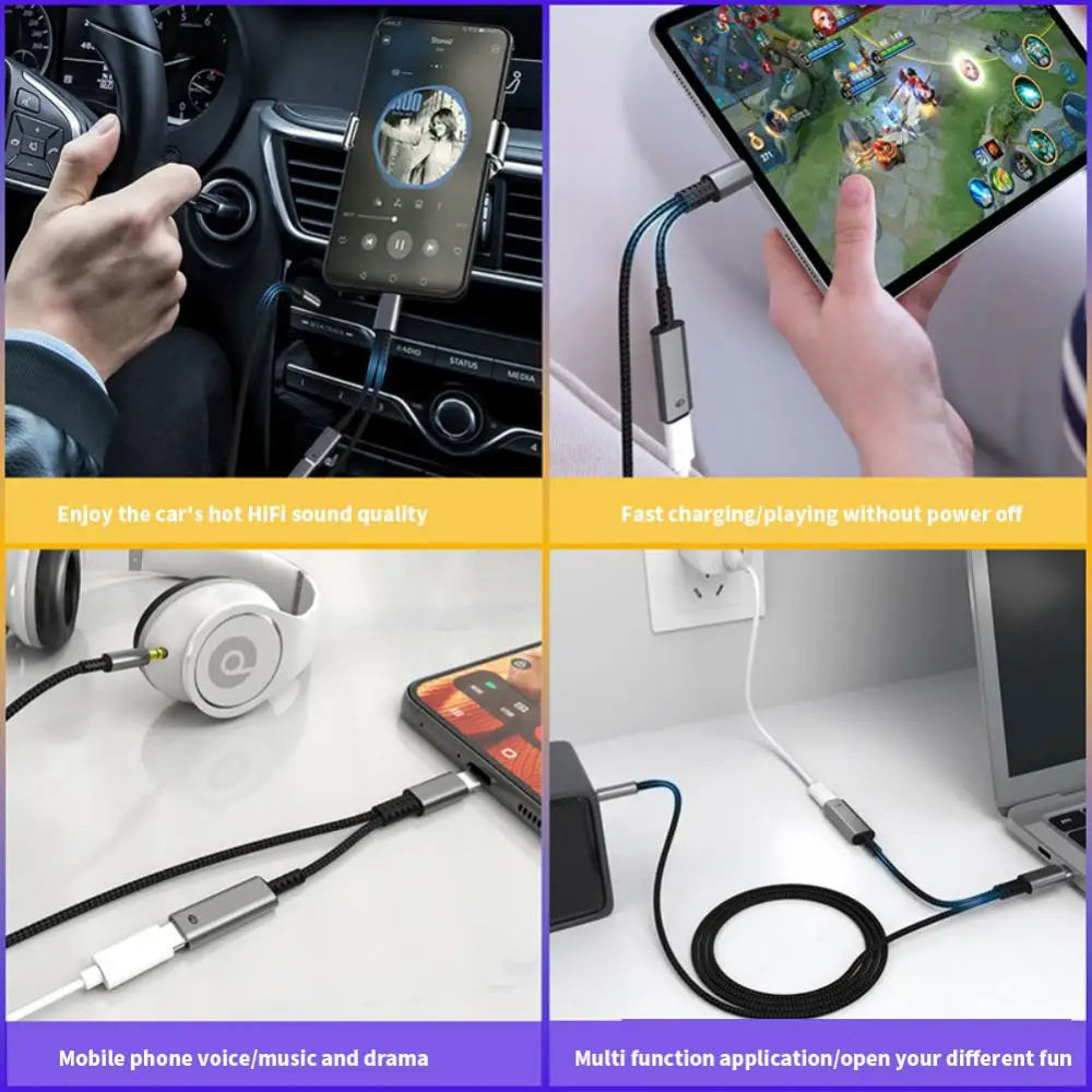 

Portable Usb C To 3.5mm Headphone Charger Adapter Pd 60w Mic Jack Dongle Cable Usb C To Aux Phone Accessories Aluminum Hifi