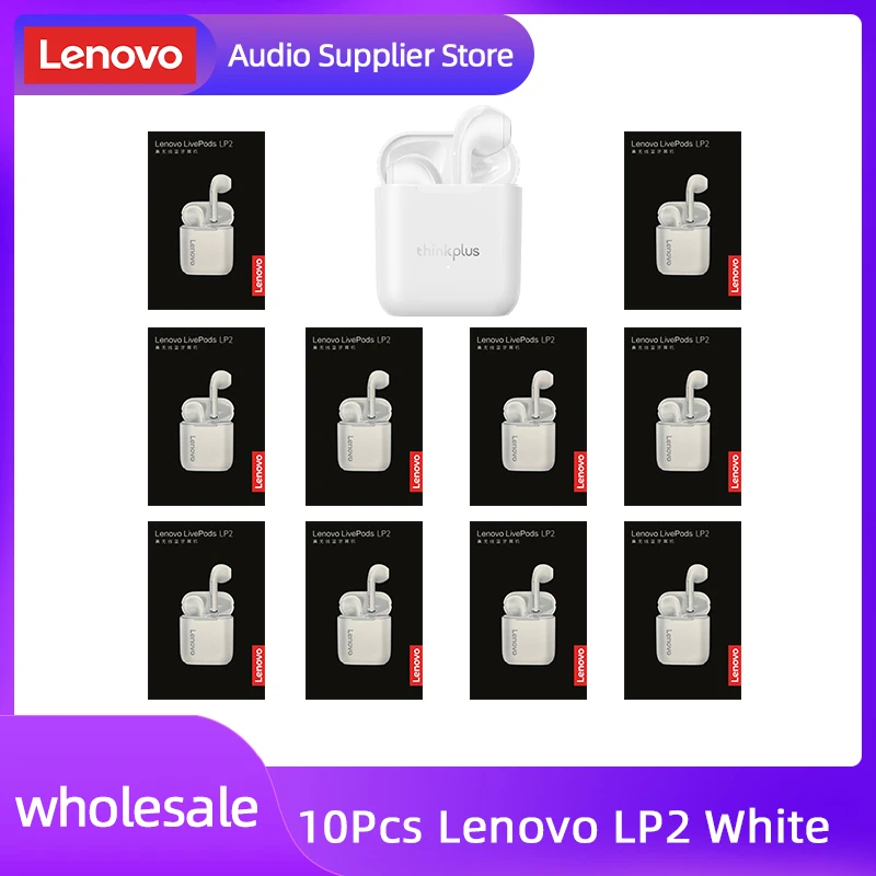 

Lenovo Original LP2 5Pcs 10pcs Earphone Bluetooth Wireless Earbuds 5.0 Charging Box Headphone Noise Reduction Bass Mini Headset