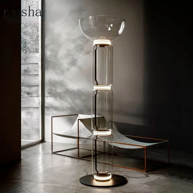 

Aisha Italy Design Nordic Bright LED Floor Lights Indoor Living Room Bedroom Decor Stand Lighting Modern Heavy Glass Floor Lamps