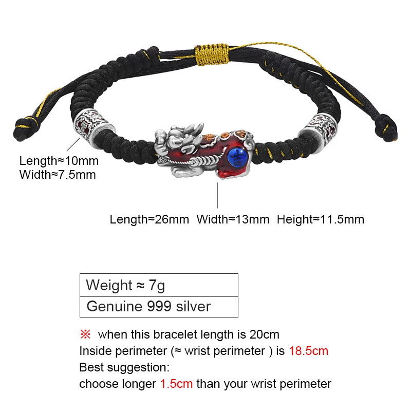 Браслет ZABRA из серебра 999 пробы с эмалью для мужчин и женщин