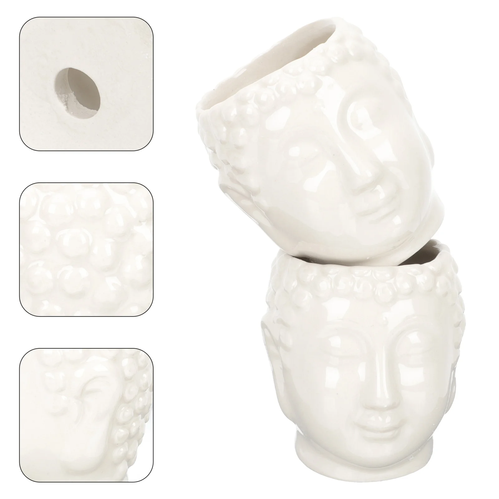 

Pot Plantersucculent Head Flowerceramic Potszen Holder Mini Face Statue Small Flowerpot Container Figurine Planters Containers