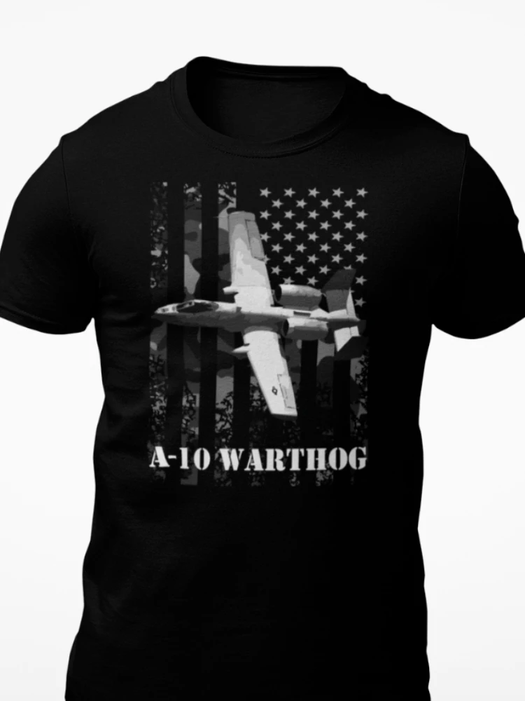 

American Flag A-10 Thunderbolt II Warthog Attack Aircraft T-Shirt. Premium Cotton Short Sleeve O-Neck Mens T Shirt New S-3XL