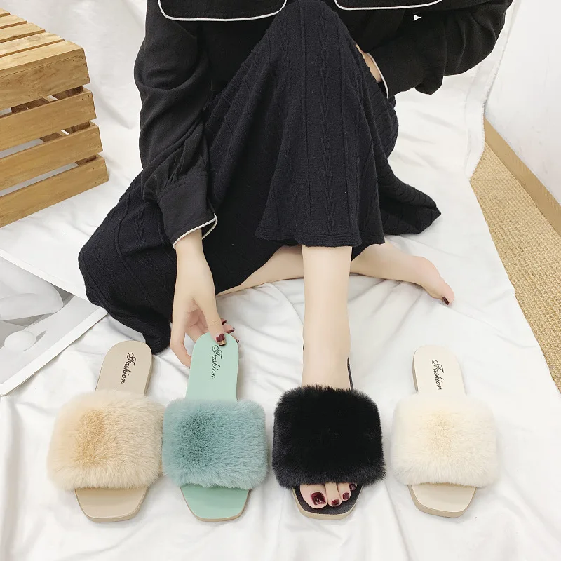 2023 Summer Fashion Plush Slippers for Women Outdoor At Home Indoor Slipper Girl Slippers Bohemia Sandals Flat Bottom Women