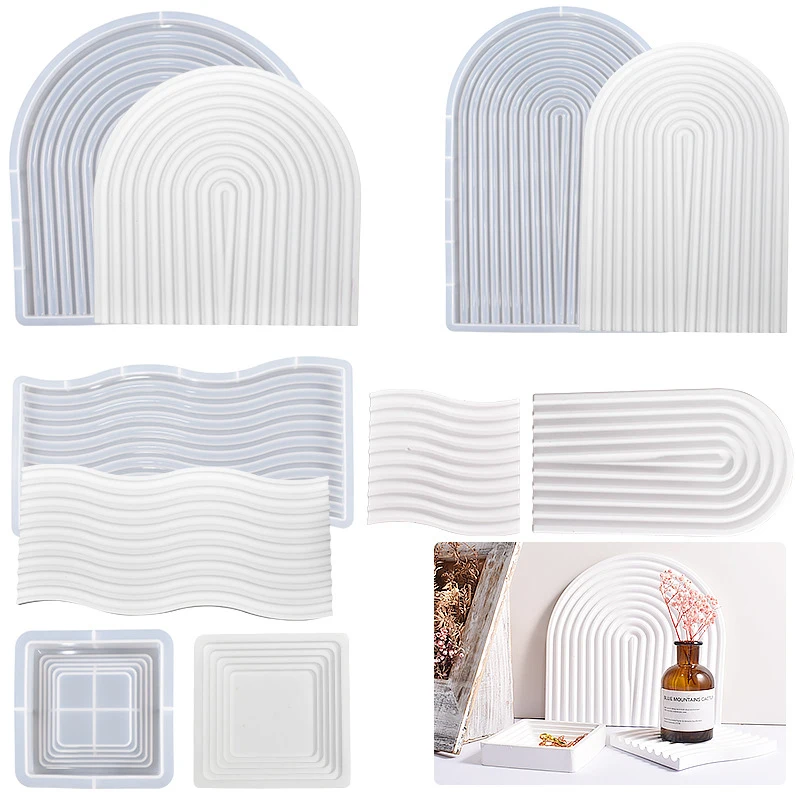 

Арочная волна для террасы, лоток для хранения, силиконовая форма, U-образный волновой квадратный узор, поднос для подарка «сделай сам», украшение