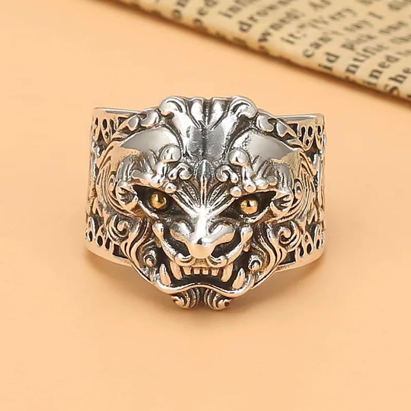 

Rt серебряного цвета модное мужское кольцо Pixiu женское Винтажное кольцо преобладающего стиля мужское винтажное Открытое кольцо парные кольца