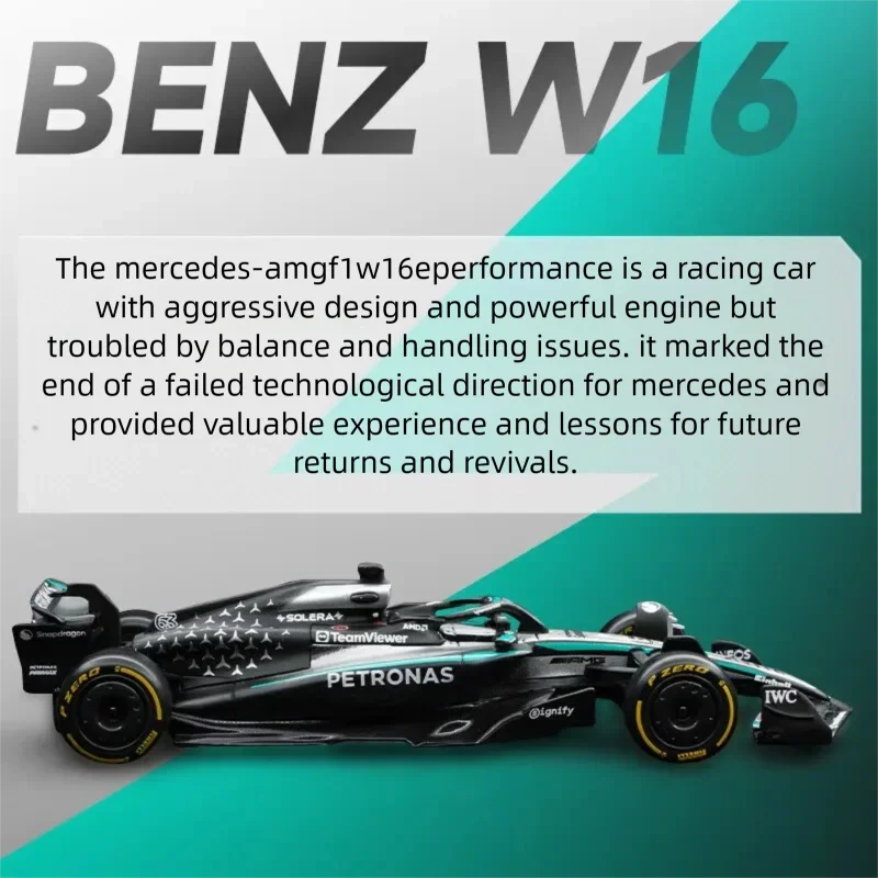 Фото Модель гоночного автомобиля Bburago 1:43 Mercedes-AMG F1 W15 W16, литая под давлением, из сплава, коллекционная, имитационная, подарок для детей №4