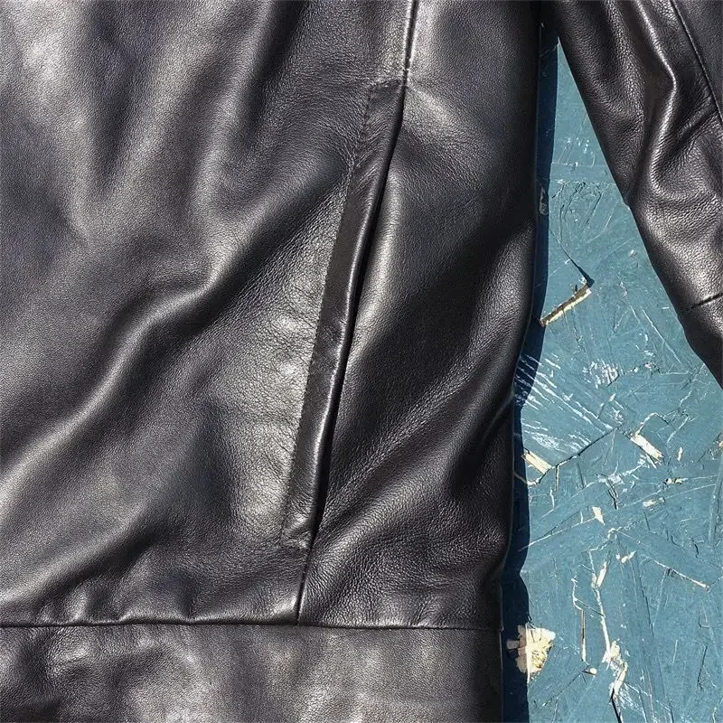 Мужская повседневная одежда из натуральной кожи с капюшоном большие размеры