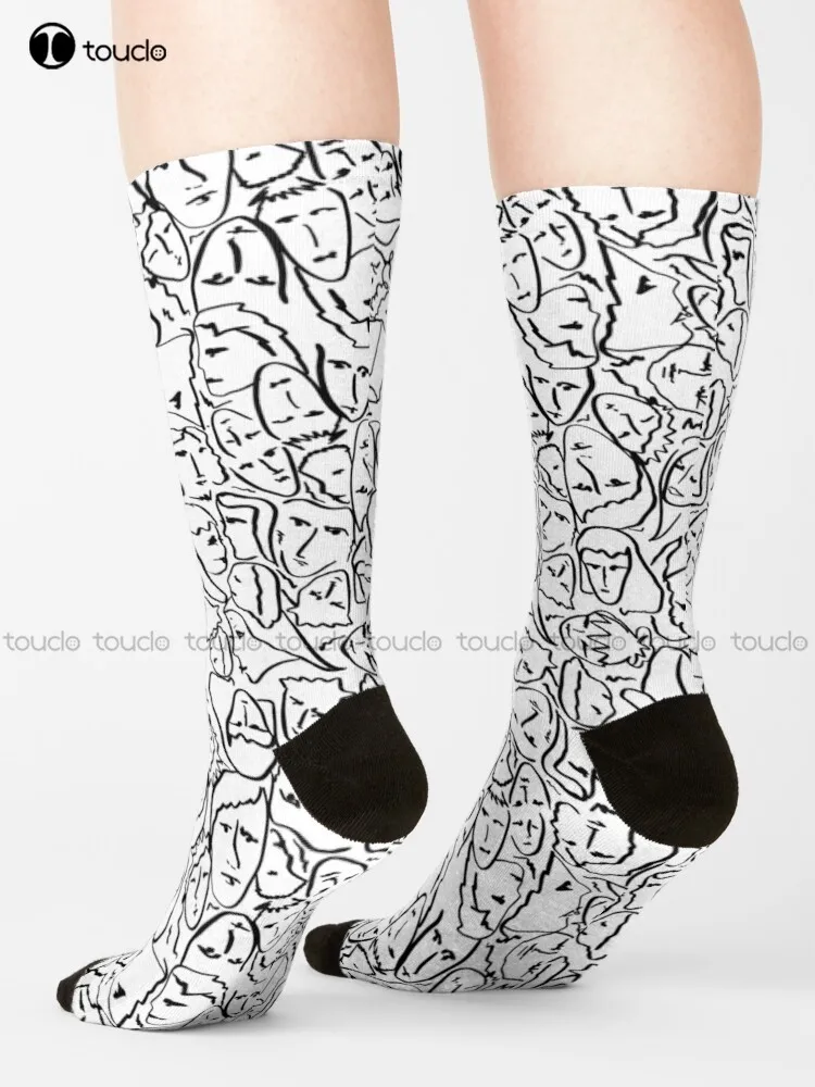 

Call Me By Your Name Elios Shirt Faces In Black Outlines On White Cmbyn Socks Novelty Socks Streetwear 360° Digital Print Art