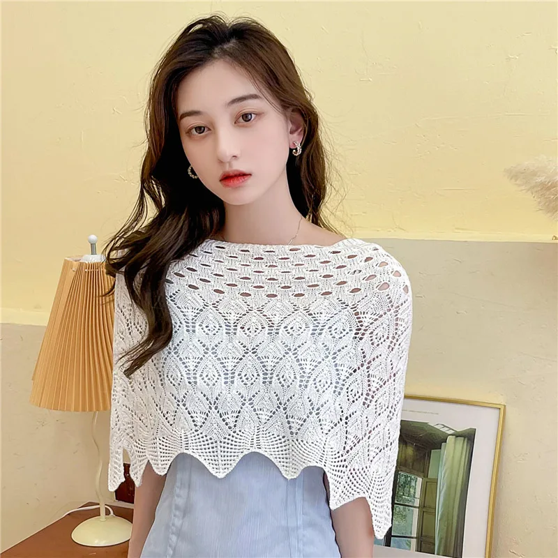 

Summer Knitted Fake Collar Shawl Short False Collar Wrap Shawl Dress Collar Girls Shirt Detachable Collars Neckwear Accessories