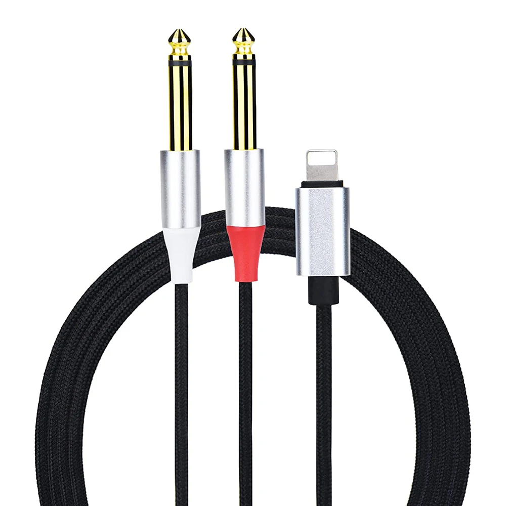 

For Lightning 8Pin To Dual 1/4 Inch 6.5mm Mono Stereo Y Splitter Audio Cable for Speaker Mixer Compatible with Iphone7 and Above