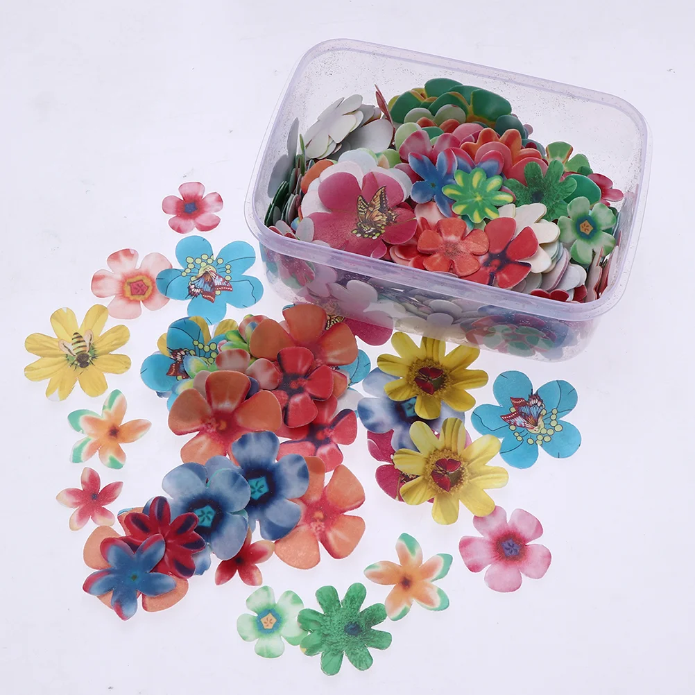 

360pcs Edible Flowers Cupcake Toppers Wedding Cake Birthday Party Food Decoration (0.4mm Thickness)