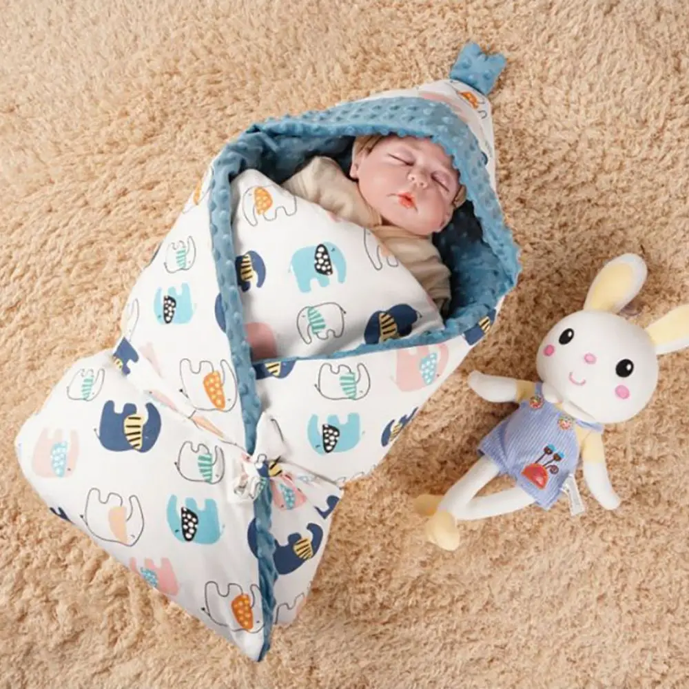 

Baby Swaddling Blanket Bubble Cartoon Cute Warm Infant Wrap Elephant Print Detachable Soft Child Sleepwear Newborn Baby Blanket