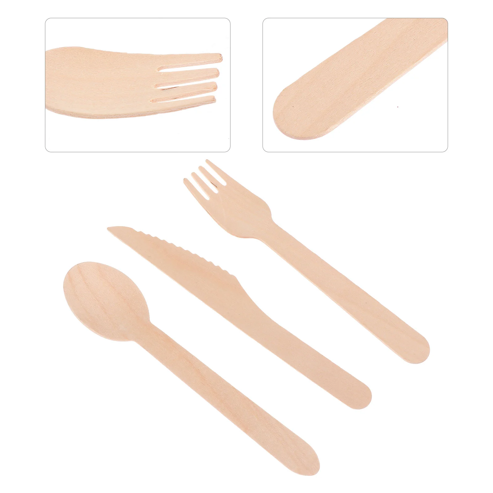 

1 Set DIY Wood Crafts Novel Blank Decorative Kindergarten Spoon Fork Cutlery