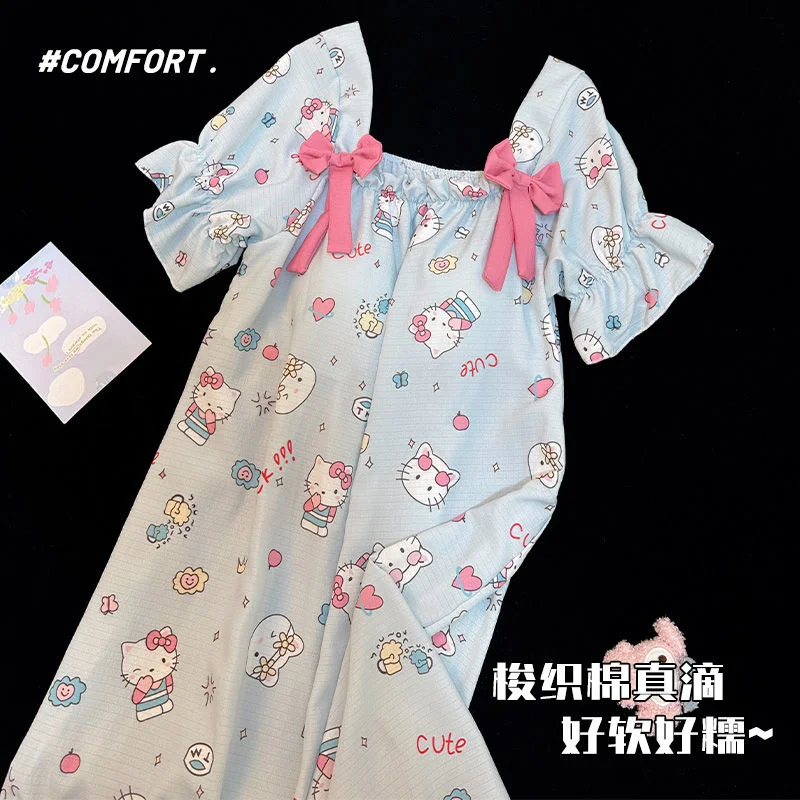 Милая пижама Hello Kitty летняя новая Пижама с коротким рукавом для женщин женская