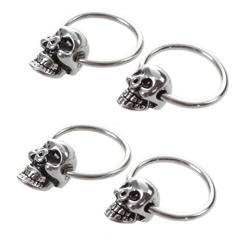 

4X круглые серьги-кольца с черепом из нержавеющей стали 0.39X0.28 дюймов