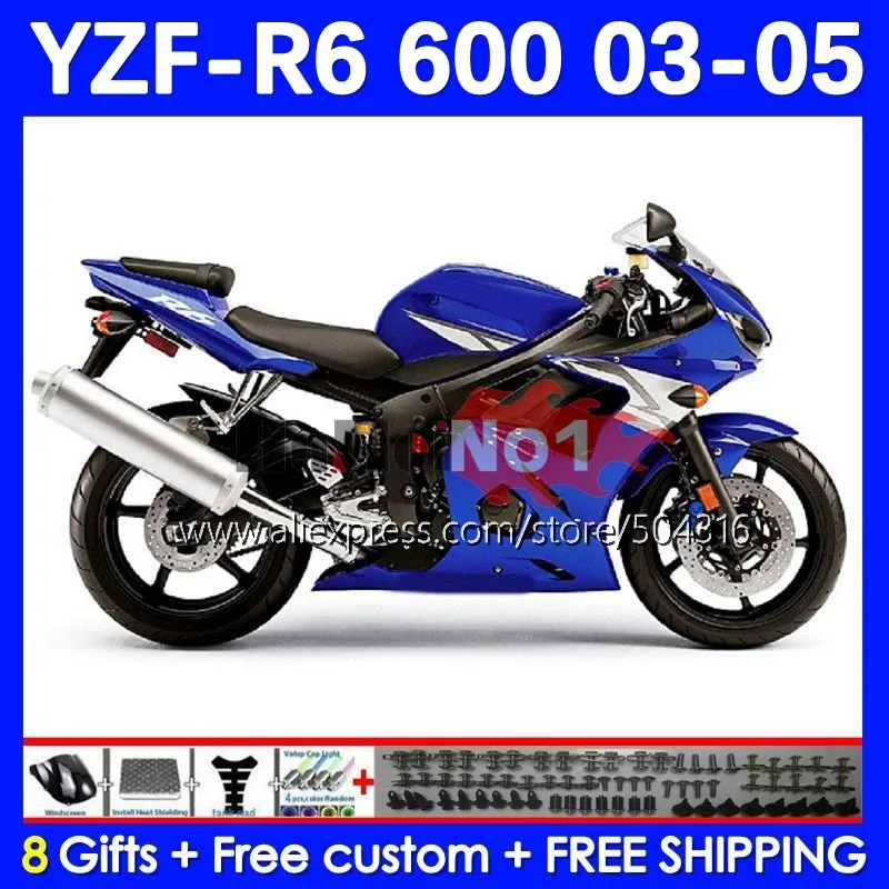 

Корпус для YAMAHA YZF-R6 YZF R6 R 6 600CC YZF 600 CC 5No.81 YZF600 YZFR6 03 04 05 YZF-600 2003 2004 2005, синий, в наличии