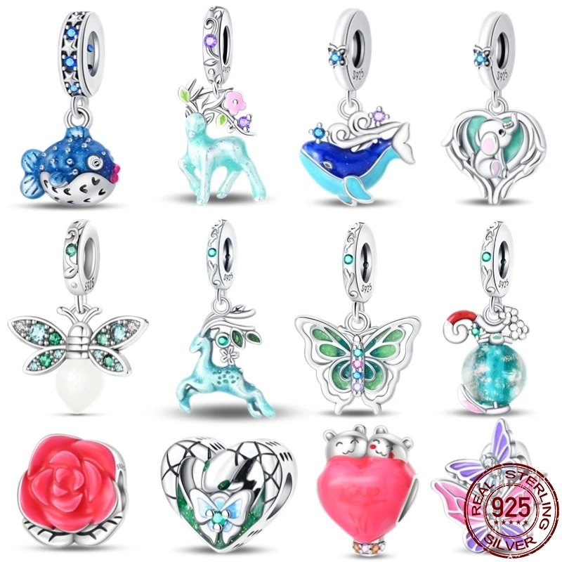 Подвеска-бабочка из серебра 925 пробы с зелеными бусинами