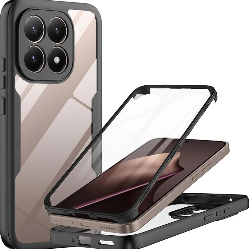 Фото 360 °   Противоударный чехол для Xiaomi 15T Pro Mi 15T с защитой экрана, прозрачный, гибридный, прочный, для передней и задней панели №1