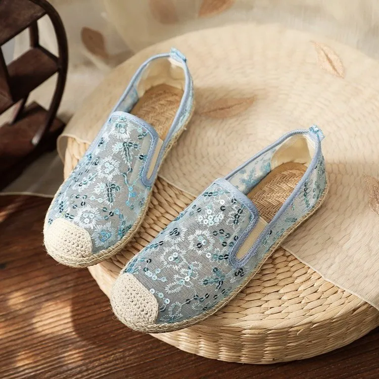 

Мокасины женские кружевные с бабочкой, сетчатые туфли с кристаллами, роскошные лоферы с жемчугом, прогулочная обувь, Модные балетки на плос...