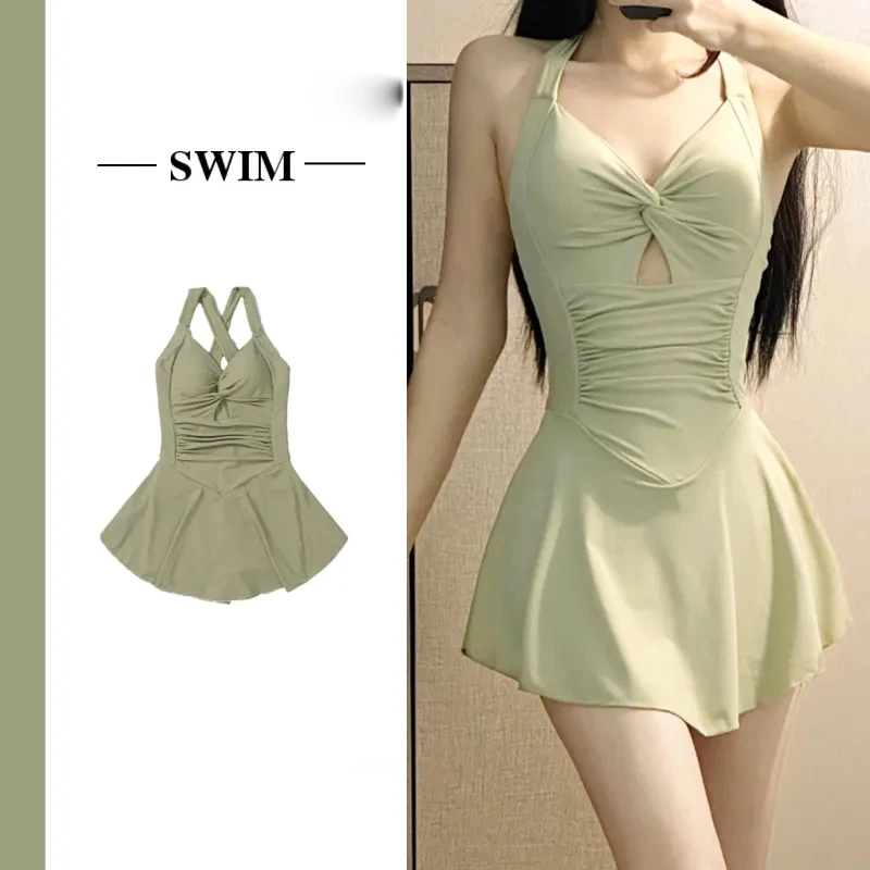 

Женский слитный купальник 2023, однотонный сексуальный купальник, женская одежда для плавания, купальный костюм в Корейском стиле, женский ку...