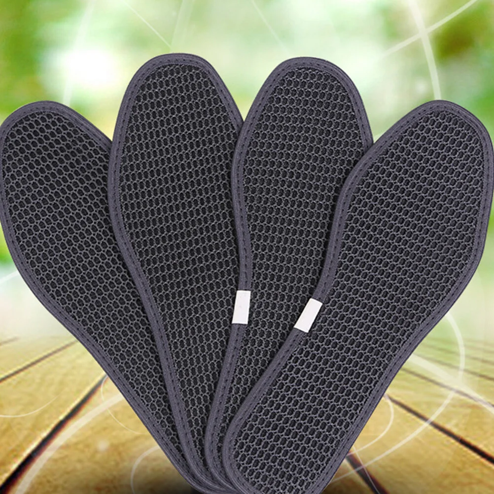 

2 Pairs of Charcoal Shoe Insoles Odor Fighting Insoles Wetness and Odor Absorbing Shoe Liner Absorb Sweat Insoles for Men and