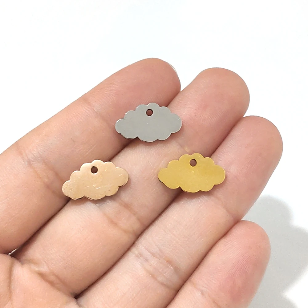 

WZNB 5Pcs Floating Cloud Charms for Engraving Jewelry Making Stainless Steel Pendant Diy Earring Necklace Accessories Supplies
