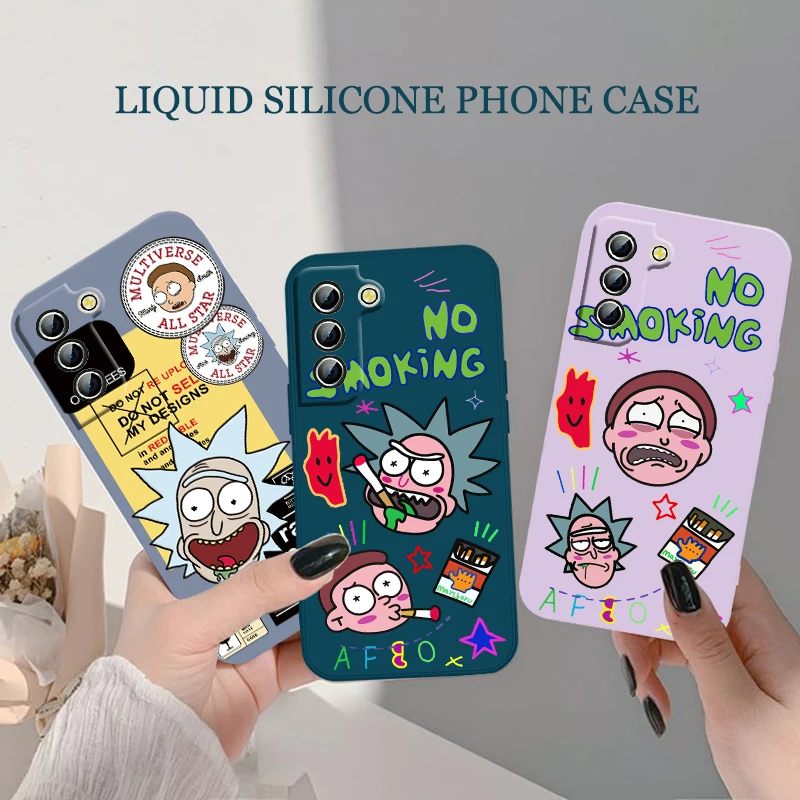 

Rick Morts Anime Art Phone Case For Samsung Galaxy S10 S10e S20 S21 S22 Plus Lite Ultra FE 4G 5G Liquid Rope Iuxury Silicone TPU