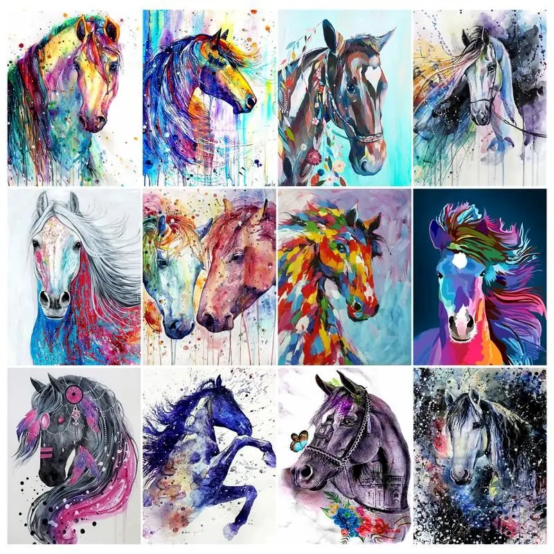 

RUOPOTY 60x75cm Frame Pictures By Numbers Animals Wall Art On Canvas Paint By Numbers Painting Horse Home Decors Artwork