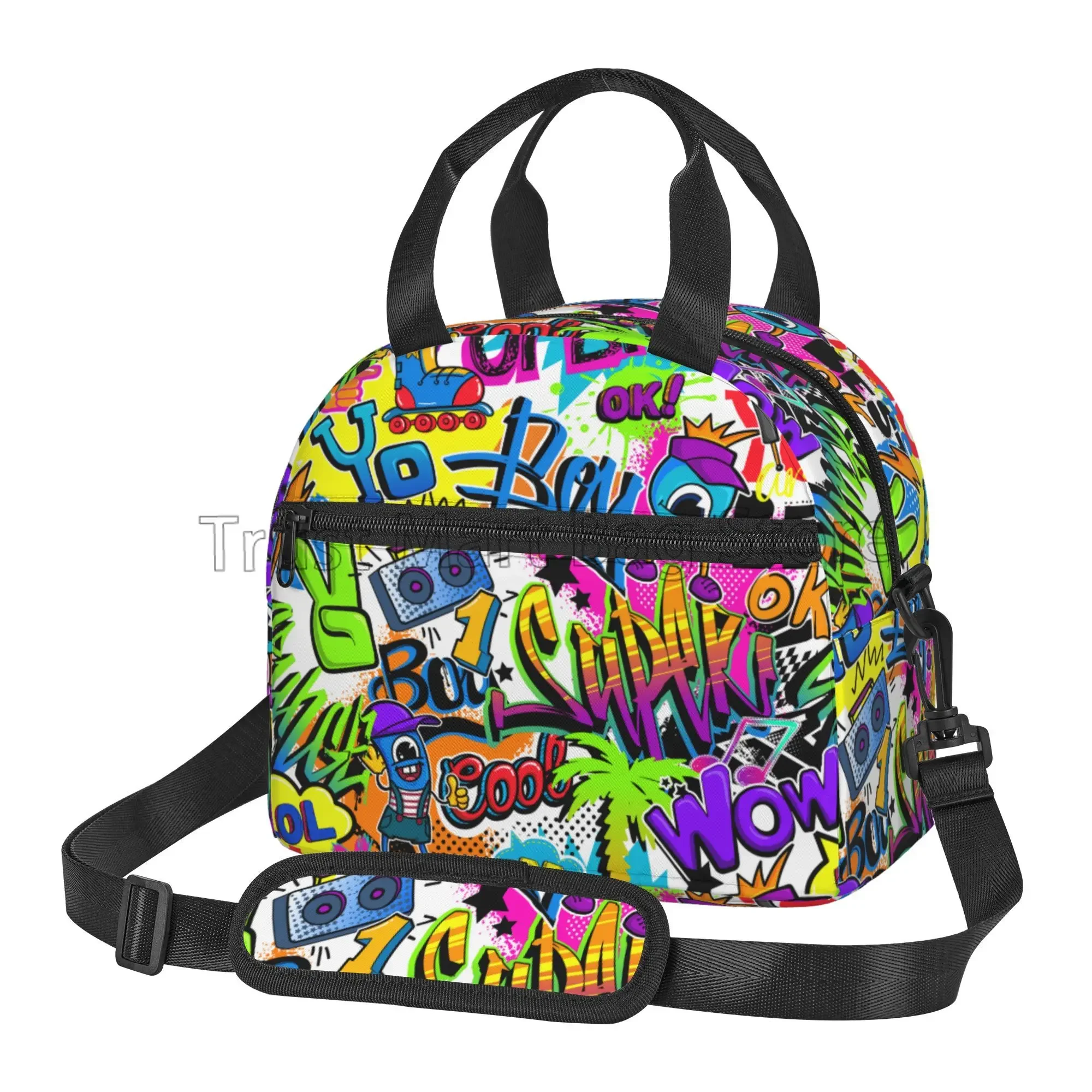 Коллекция американских комиксов изолированная сумка для обеда в стиле поп-арт