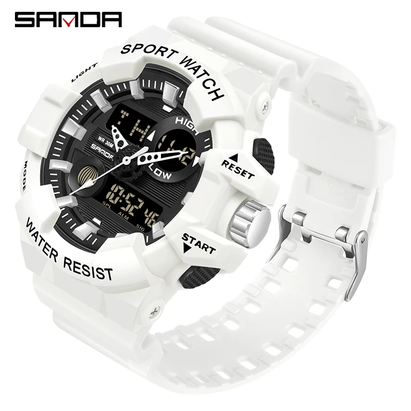 

SANDA White Sports Men's Watches Top Brand Luxury Military Quartz Watch Men Waterproof Wristwatches relogio masculino