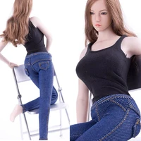 cjg w021 16 scale sexy female black loe cut vest jean pencil pants set soldier clothes accessory model for 12 inches body