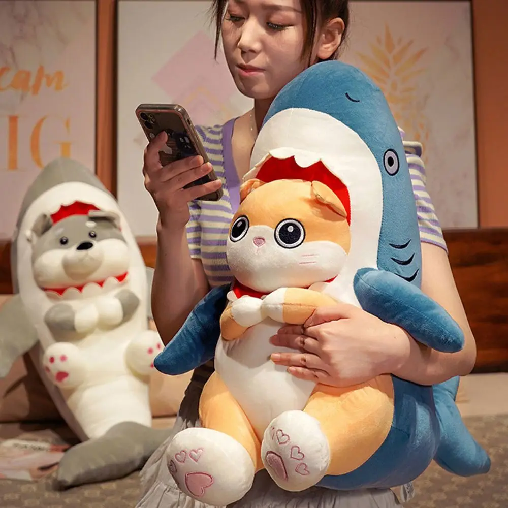 Подушка Кошки Собака превращается в акулу Акула Кукла Мягкая подушка Кошка
