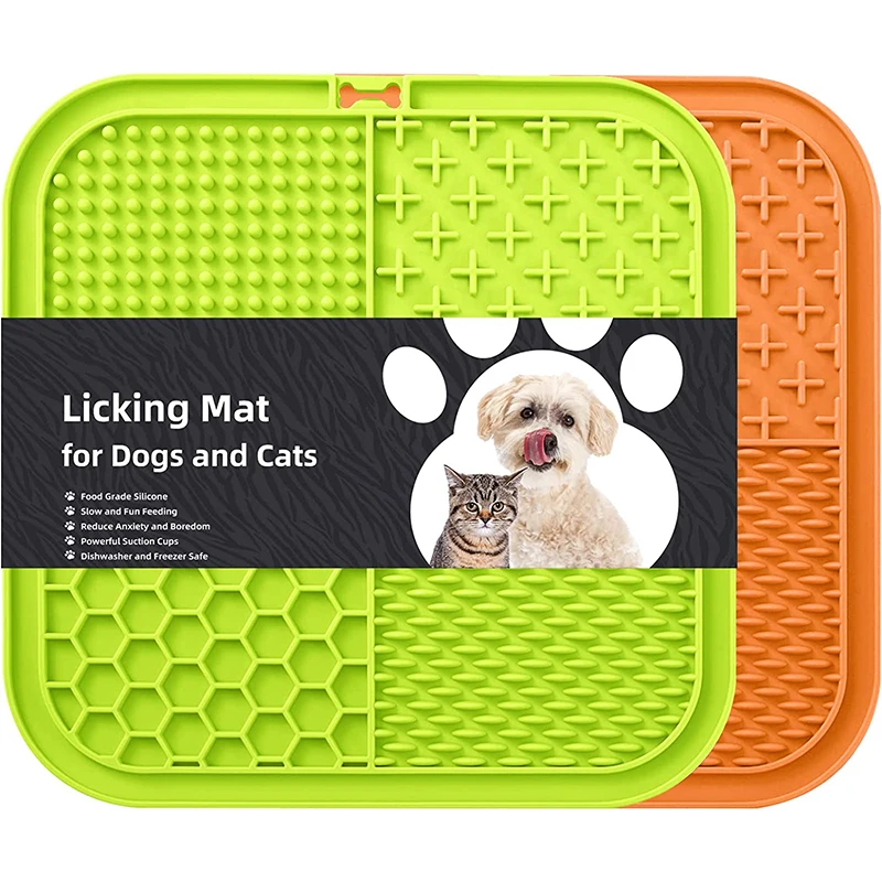

Licking Mat for Dogs & Cats 2PCS Lick Pad with Suction Cups for Dog Anxiety Relief Slow Feeder Dog Bowls for Bathing & Grooming
