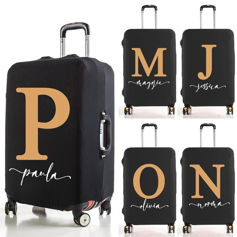ส่วนบุคคล Custom ชื่อ + Letter Cubierta De Equipaje ความยืดหยุ่นป้องกันกระเป๋าเดินทางใช้กับ18 ''-32 ''Suitcase อุปกรณ์เสริม