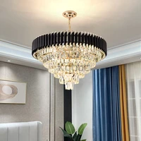 kobuc postmodern oval crystal led chandelier lighting lustre black suspension luminaire lampen for dinning room living room