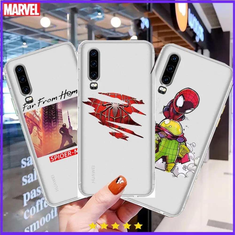 

Marvel Spiderman Anime Phone Case For Huawei p50 P40 P30 P20 P10 P9 P8 Lite E Pro Plus Etui Coque Painting Hoesjes comic