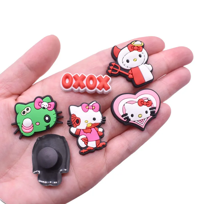 Hello Kitty Anime Sandals Accessories Shoe Buckle Novelty Cute Shoes Croc Charms PVC Decorations Wholesale Kids Girls X-mas Gift